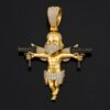 925 Sterling Silver Hip Hop Baby Pendant, Gold Plated Iced Out Charm, CZ Diamond Gun Pendant