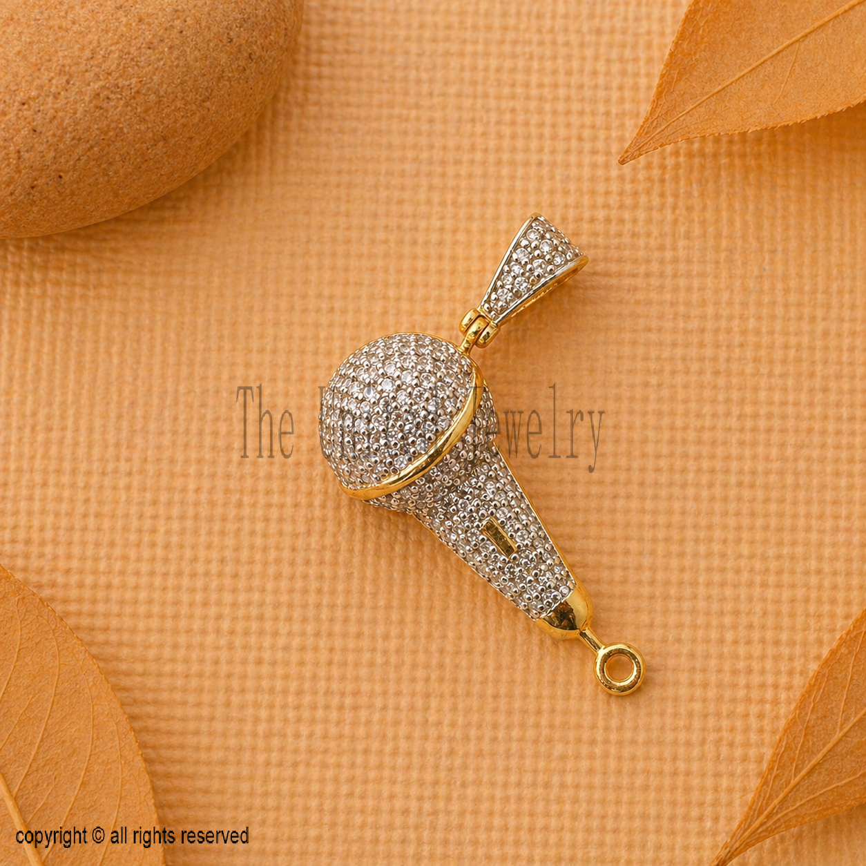 925 Sterling Silver Microphone Pendant with Diamond Accents, Music Lover Necklace, Singer Gift