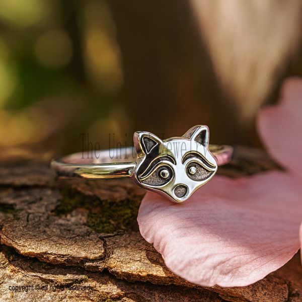 925 Sterling Silver Minimalist Cat Face Ring, Adjustable Dainty Animal Jewelry