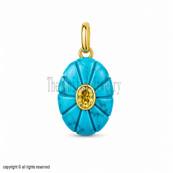 925 Sterling Silver Turquoise Scarab Pendant, Egyptian Beetle Charm Necklace, Blue Gemstone Pendant