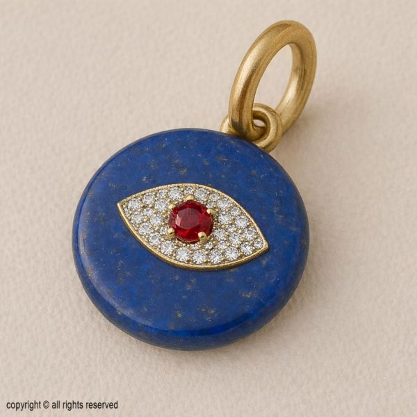 Lapis Lazuli Evil Eye Pendant: 925 Sterling Silver, Gold-Plated Amulet