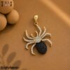 Handmade Gold Plated Sterling Silver Spider Pendant, Black White CZ Gothic Necklace Handmade Gold Plated Sterling Silver Spider Pendant, Black White CZ Gothic Necklace