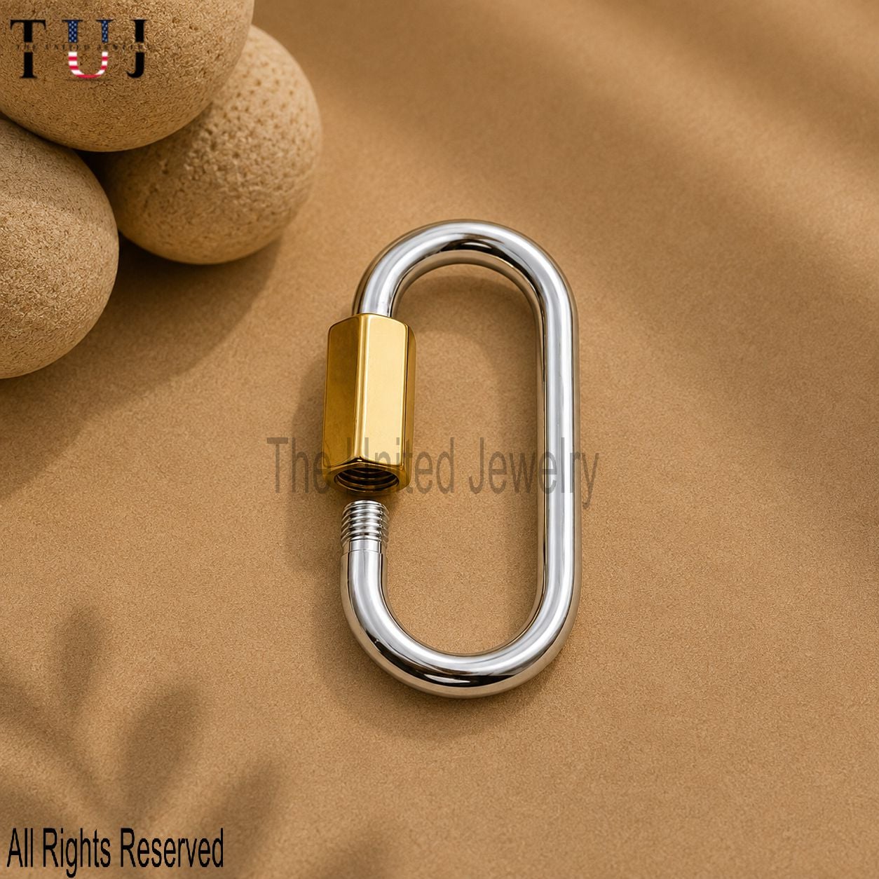 Two Tone Plating Handmade Carabiner Clasp Lock Jewelry Findings 925 Sterling Silver
