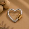 Two Tone Plating Handmade Heart Shape Carabiner Clasp Lock Jewelry Findings 925 Sterling Silver