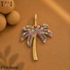 14K Gold Island Time Diamond Palm Tree Charm Jewelry