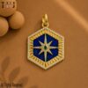 Handmade 925 Sterling Silver Lapis Lazuli Compass Pendant, Diamond Star Medallion CharmHandmade 925 Sterling Silver Lapis Lazuli Compass Pendant, Diamond Star Medallion Charm