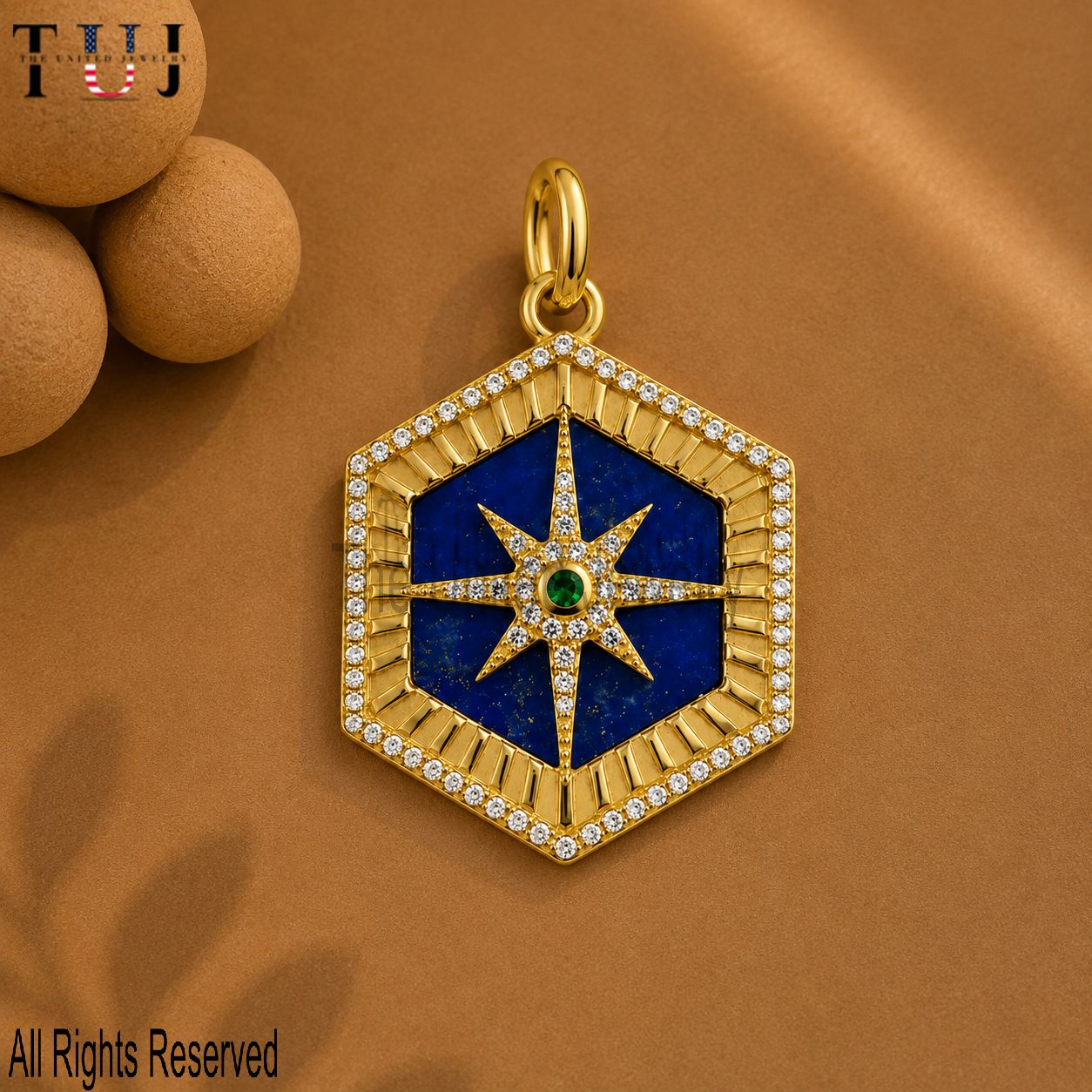 Handmade 925 Sterling Silver Lapis Lazuli Compass Pendant, Diamond Star Medallion CharmHandmade 925 Sterling Silver Lapis Lazuli Compass Pendant, Diamond Star Medallion Charm