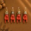 925 Sterling Silver Carnelian Mano Cornuto Pendant, Italian Horn Hand Charm, Red Protection Hand