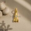 14K Gold Rocket Diamond Pendant, Tiny Space Charm, Minimalist Handmade Jewelry