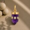 Handmade 925 Sterling Silver With Amethyst And Diamond Pencil Charm Pendant Jewelry