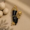 Sterling Silver Black Onyx Figa Hand Pendant: Good Luck Amulet