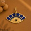 Handmade Gold Plated Sterling Silver Evil Eye Pendant, Lapis Lazuli Sapphire CZ Charm