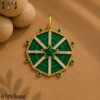 Handmade 925 Sterling Silver Malachite, Emerald & Diamond Charm Pendant