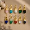 925 Sterling Silver Capsule Pendant, Gold Vermeil Pill Charm, Gemstone Necklace