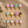 Sterling Silver Enamel Ice Cream Cone Charm Pendant, Gold Plated Dessert Jewelry