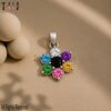Vintage Sterling Silver Flower Pendant: MultiSapphire Floral Charm