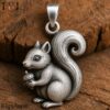 Sterling Silver Squirrel Pendant | Vintage Oxidized Acorn Charm