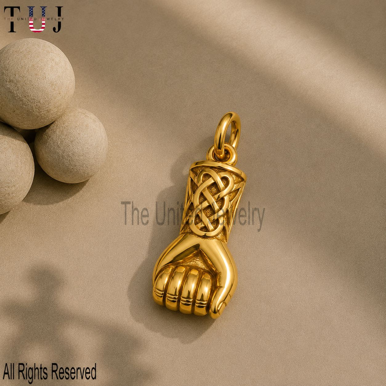 Gold Plated Sterling Silver Claddagh Hand Pendant, Celtic Knot Charm, Irish Love Necklace