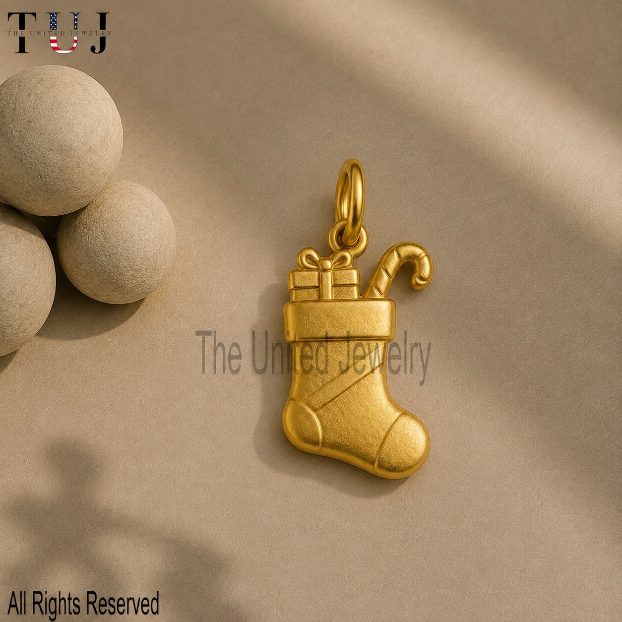 925 Sterling Silver Christmas Stocking Charm Pendant, Gift, Gold Plated Jewelry