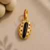 Sterling Silver Ladybug Pendant, Black Pistachio Gemstone, Ruby CZ Charm