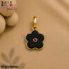 Black Onyx Flower Pendant, Ruby Center, Sterling Silver Charm, Handmade Floral Jewelry