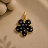925 Sterling Silver Black Onyx Clover Pendant, Multi Gemstone Lucky Charm