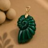 Hand Carved Malachite Nautilus Shell Pendant, 925 Sterling Silver Pendant, Natural Green Gemstone Charm