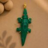 Sterling Silver Malachite Crocodile Pendant, Gold Vermeil Alligator Charm, Hand Carved Gemstone Jewelry