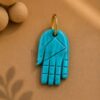 Turquoise Hand Pendant Gold, Hamsa Hand Charm, Evil Eye Protection Necklace