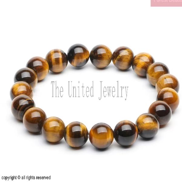 Natural Tiger Eye Gemstone Stretch Bracelet, Protection, Focus, Unisex Healing Crystal Jewelry