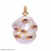 Baroque Pearl Pendant Gold, Pink Stone Pearl Charm, Unique Statement Necklace, Gift for Her
