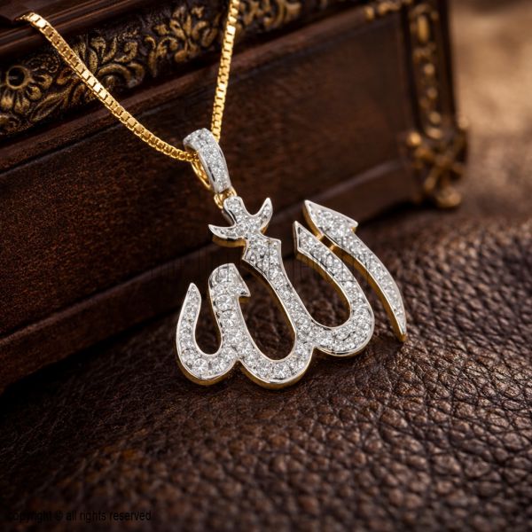 Dainty Diamond Handmade 925 Sterling Silver Designer Allah Pendant Necklace Jewelry