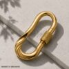 18K Gold Carabiner Lock: Oval Screw Clasp, 925 Sterling Silver Connector