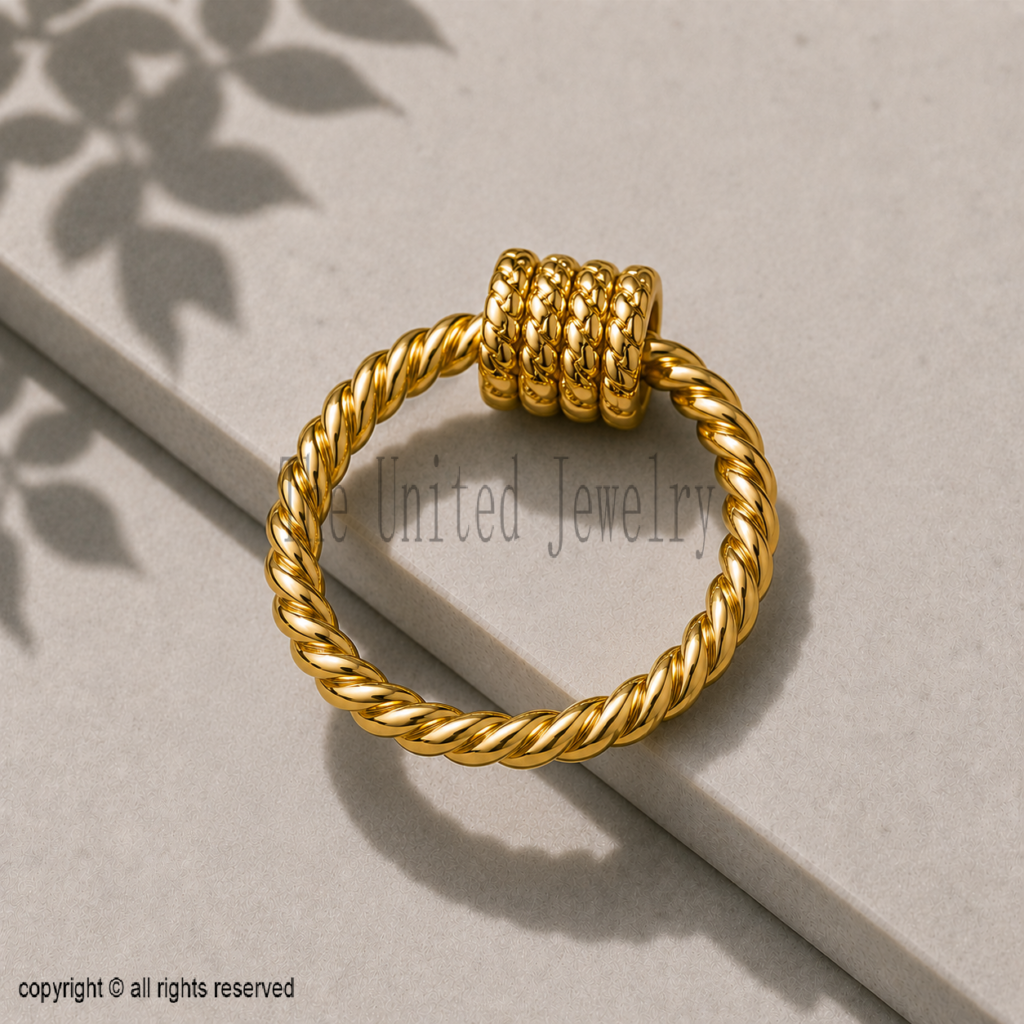 925 Sterling Silver Twisted Rope Carabiner Lock, Gold Plated Celtic Clasp Connector
