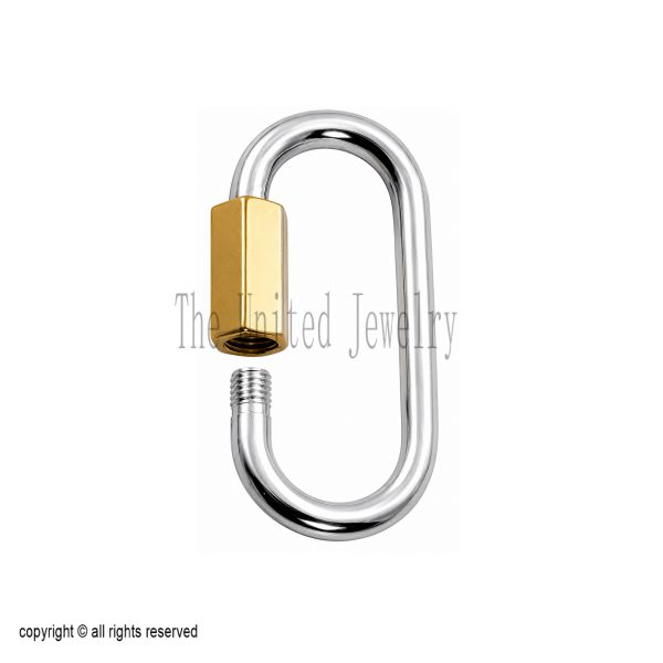 Two Tone Plating Handmade Carabiner Clasp Lock Jewelry Findings 925 Sterling Silver