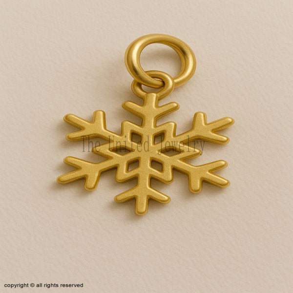 Gold Plated Snowflake Charm Pendant, Winter Holiday Necklace Jewelry Gift