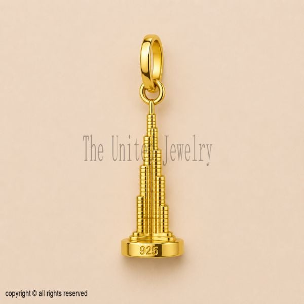 Gold Plated Sterling Silver Burj Khalifa Pendant - Dubai Souvenir