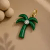 Green Malachite Palm Tree Pendant with Gold Bail – 925 Sterling Silver Tropical Jewelry