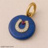 Lapis Lazuli Horseshoe Pendant | Gold Plated Sterling Silver, CZ & Ruby Accent