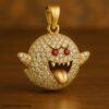 Moissanite Ghost Pendant | 925 Sterling Silver, Ruby Eyes