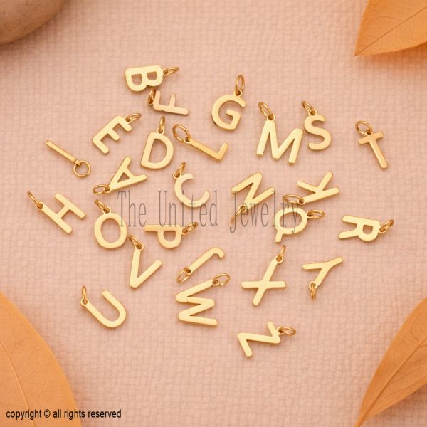 925 Sterling Silver Initial Letter Charm, Gold Alphabet Pendant, Personalized Name Charm