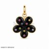 925 Sterling Silver Black Onyx Clover Pendant, Multi Gemstone Lucky Charm