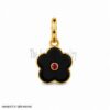 Black Onyx Flower Pendant, Ruby Center, Sterling Silver Charm, Handmade Floral Jewelry