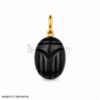925 Sterling Silver Hand-Carved Black Onyx Scarab Pendant, Egyptian Beetle Charm