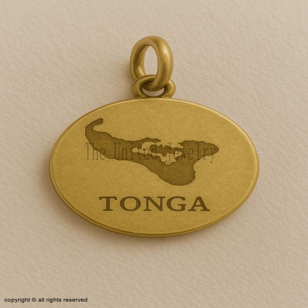 Sterling Silver Tonga Map Pendant, Engraved Country Jewelry, Travel Souvenir