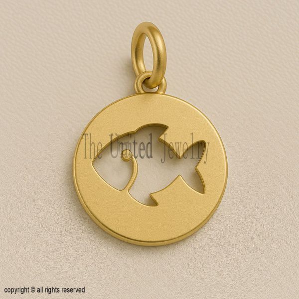 925 Sterling Silver Fish Pendant | Minimalist Cut-Out Disc Charm