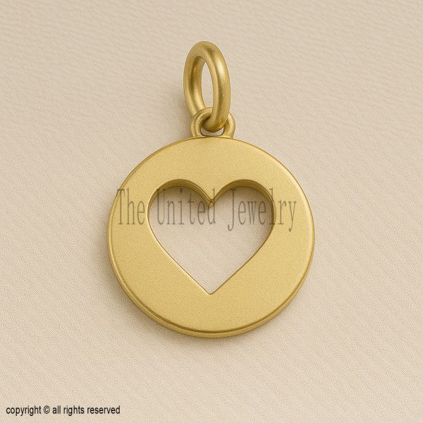Heart Cut Out Pendant 925 Sterling Silver | Minimalist Love Necklace | Valentine Gift for Her | Engravable Round Charm