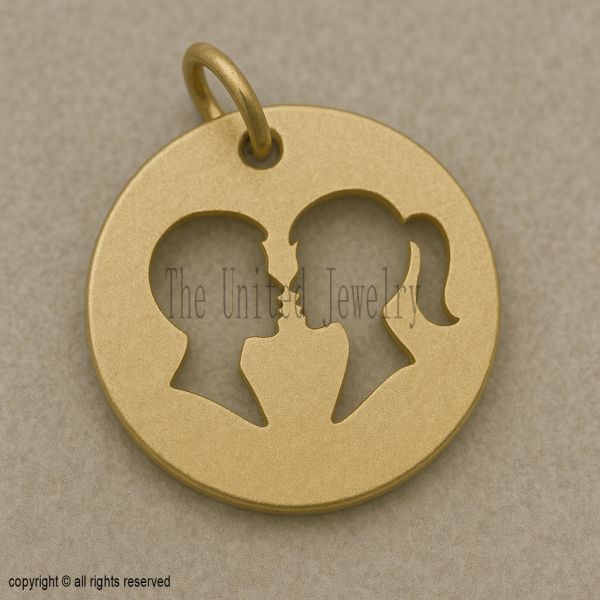 Couple Kissing Pendant 925 Sterling Silver | Lovers Silhouette Necklace | Anniversary Gift for Partner | Romantic Jewelry