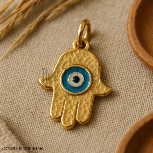 Sterling Silver Hamsa Hand Pendant with Eye | Protection Jewelry | Minimalist Spiritual Charm for Necklace