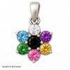 Vintage Sterling Silver Flower Pendant: MultiSapphire Floral Charm